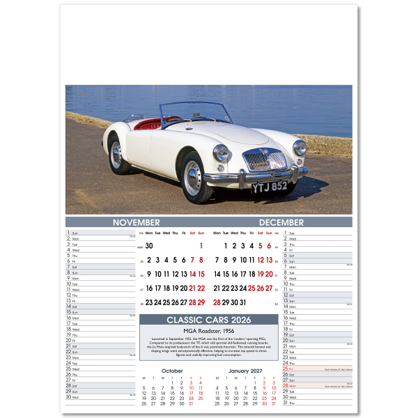 Classic Cars Wall Calendar