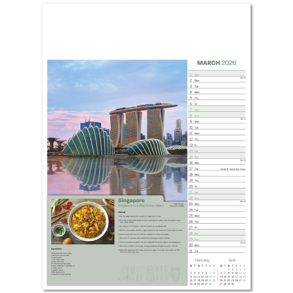 Taste for Travel Wall Calendar