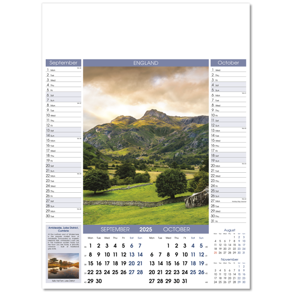 England Wall Calendar