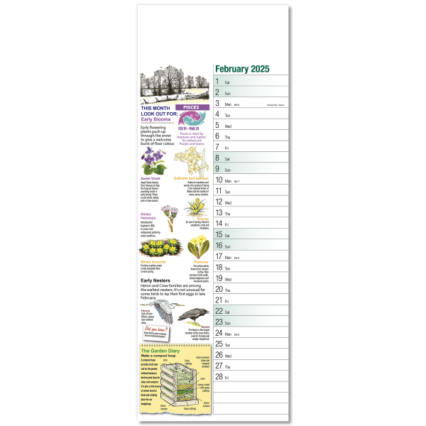 Nature Watch Slim Wall Calendar