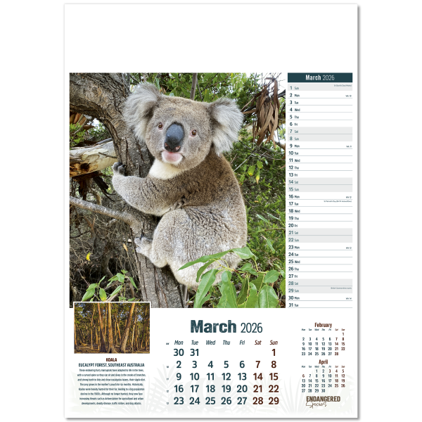 Endangered Species Wall Calendar