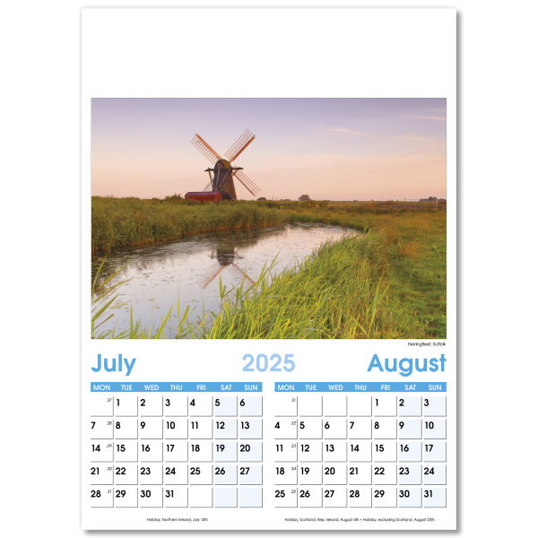 England Optima Wall Calendar - 7 Leaf