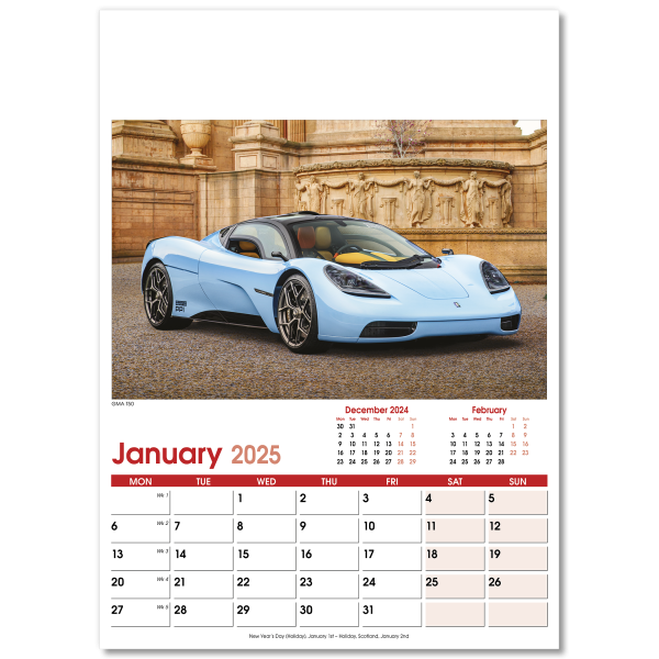 Fast Cars Wall Calendar - 13 Leaf