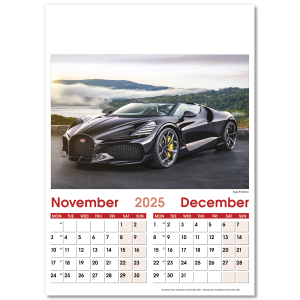 Fast Cars Wall Calendar - 7 Leaf