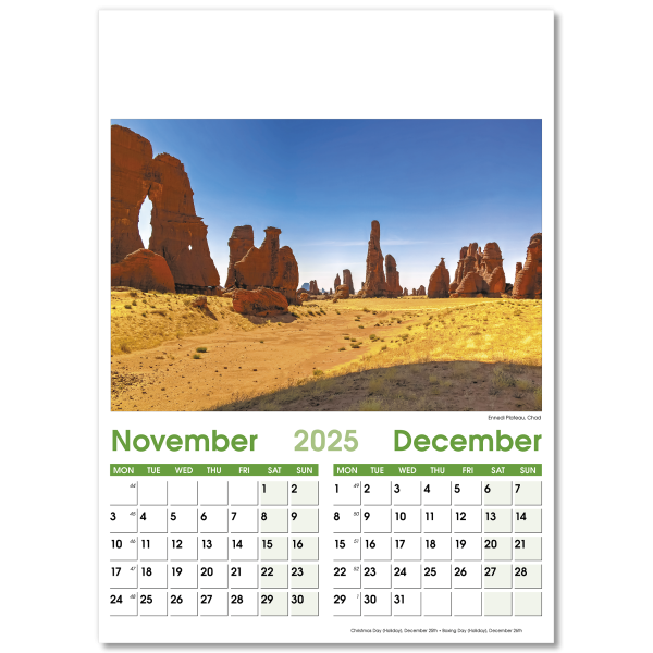 World Scenes Wall Calendar - 7 Leaf